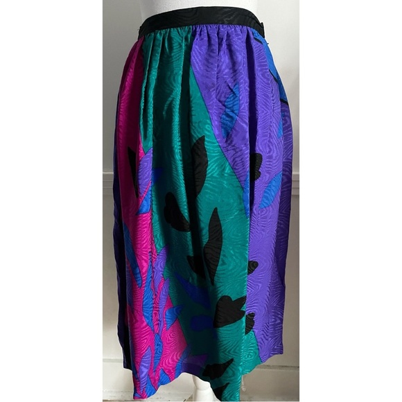 Vintage Umi Collections By Anne Crimmins • Jewel Tone 100% Silk Midi Skirt - Picture 1 of 4